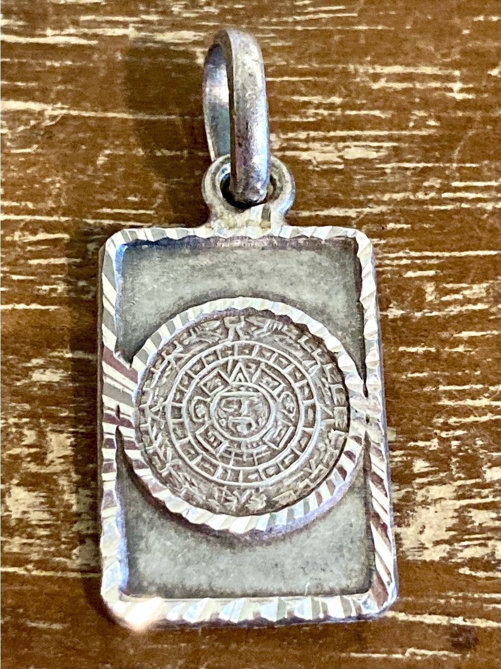 Sterling Silver Aztec Calendar Pendant Made In Mexico 1 1/4” Long Signed MR 112